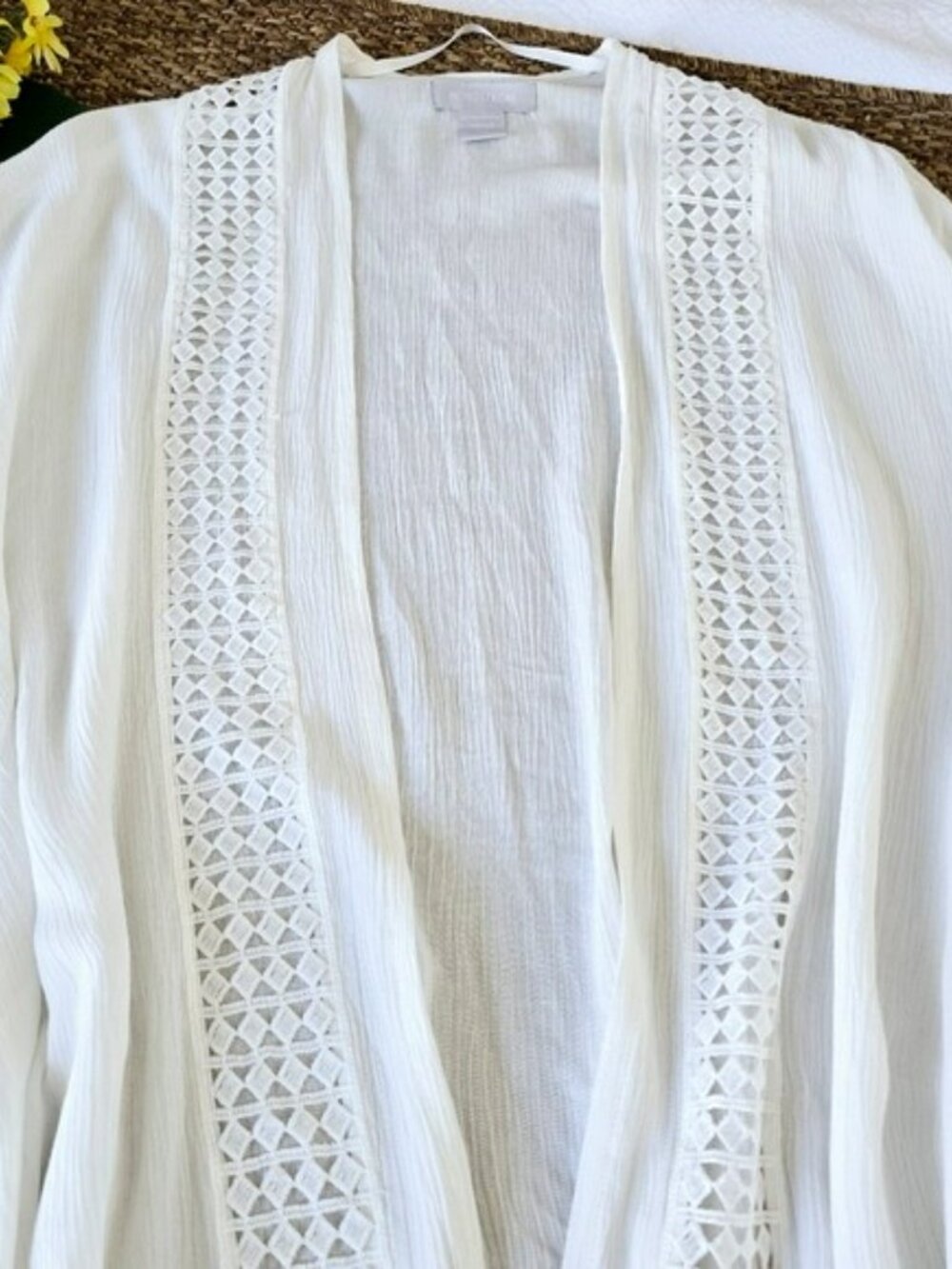 Nordstrom Women's White Kimono One Size Flowy Lace Fairy Bohemian Romantic Y2K - Picture 6 of 13